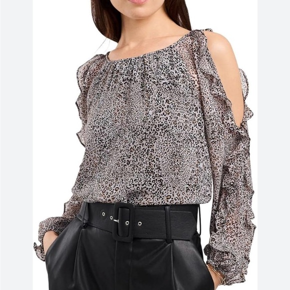 1 State Chiffon Blouse Cold Shoulder Top - Picture 1 of 8